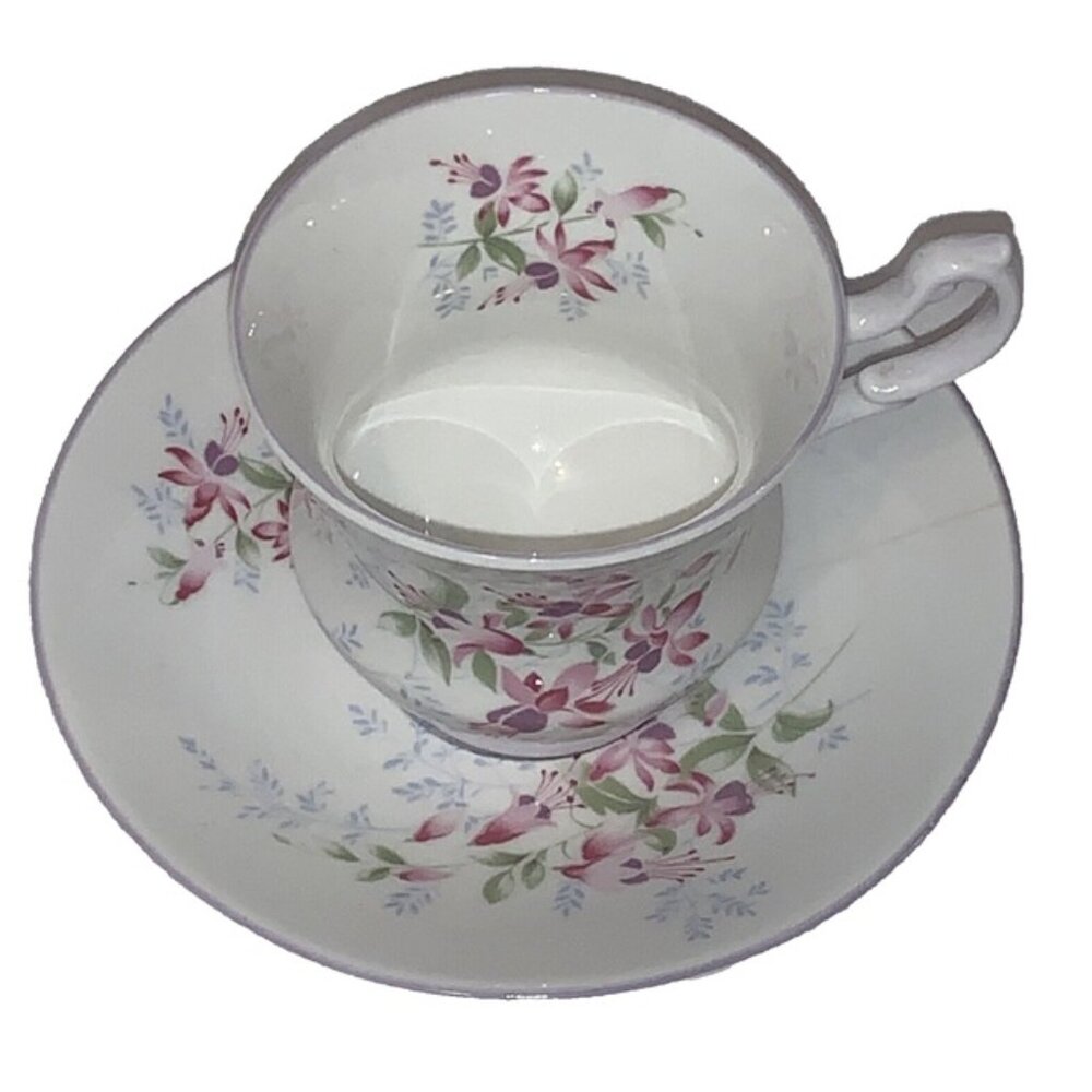 QUEEN’S Fine Bone China FUCHSIA Cup & Saucer ROSINA CHINA Made In England